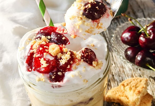Malted Milk recipe cherry bakewell frappe